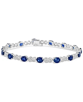 Effy Sapphire (6-3/8 ct. t.w.) & Diamond (3/8 ct. t.w.) Infinity Link Bracelet in 14k White Gold