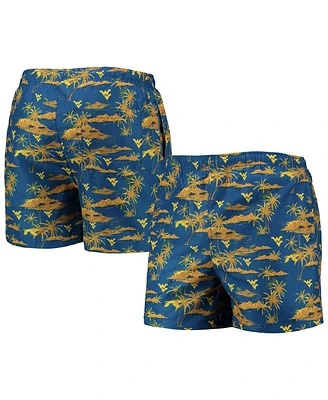 Men's Foco Navy West Virginia Mountaineers Island Palm Swim Trunks