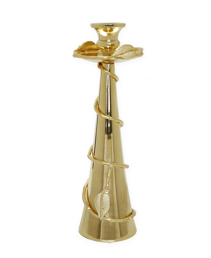 Classic Touch Taper Candle Holder Leaf Spiral Design