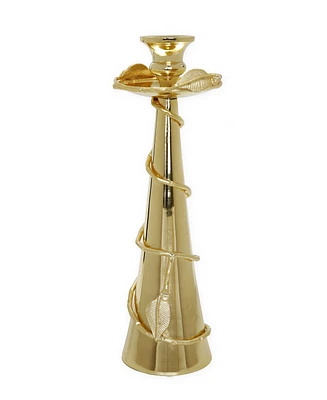 Classic Touch Taper Candle Holder Leaf Spiral Design