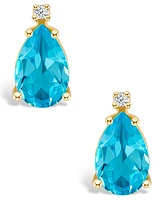 Blue Topaz (2-3/4 ct. t.w.) and Diamond Accent Stud Earrings 14K Yellow Gold or White