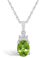 Macy's Peridot (1-1/3 Ct. T.w.) and Diamond (1/10 Ct. T.w.) Pendant Necklace in 14K White Gold