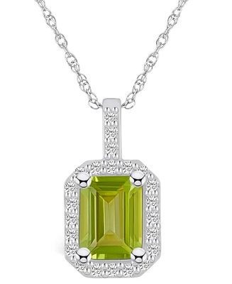 Macy's Peridot (1-3/4 Ct. T.w.) and Diamond (1/4 Ct. T.w.) Halo Pendant Necklace in 14K White Gold
