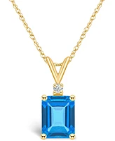 Blue Topaz (3 ct. t.w.) and Diamond Accent Pendant Necklace 14K Yellow Gold or White