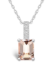 Macy's Morganite (1-3/8 Ct. T.w.) and Diamond Accent Pendant Necklace in 14K White Gold