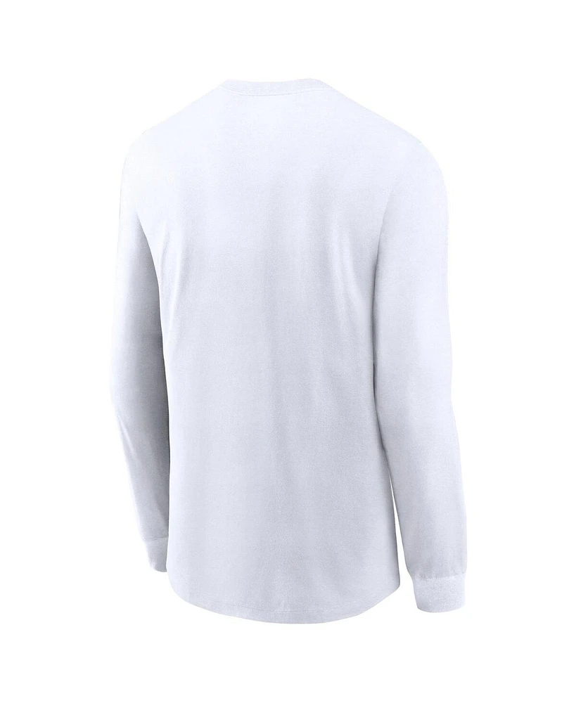 Men's Nike White New England Patriots Infograph Lock Up Performance Long Sleeve T-shirt
