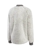 Women's Wear by Erin Andrews Charcoal Washington Commanders Sherpa Raglan Full-Snap Jacket