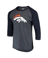 Men's Majestic Threads Russell Wilson Navy Denver Broncos Name and Number Team Colorway Tri-Blend 3/4 Raglan Sleeve Player T-shirt