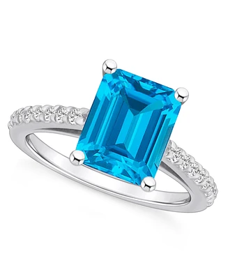 Macy's Blue Topaz (4-1/4 ct. t.w.) and Diamond (1/4 Ring 14K White Gold