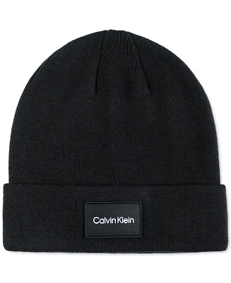 Calvin Klein Men's Woven Logo Patch Beanie