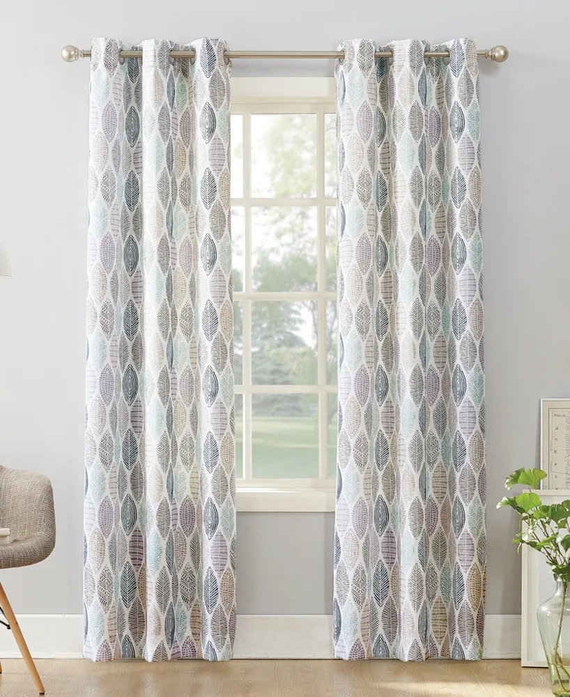 Mikko Leaf Print Semi-Sheer Grommet Curtain Panel