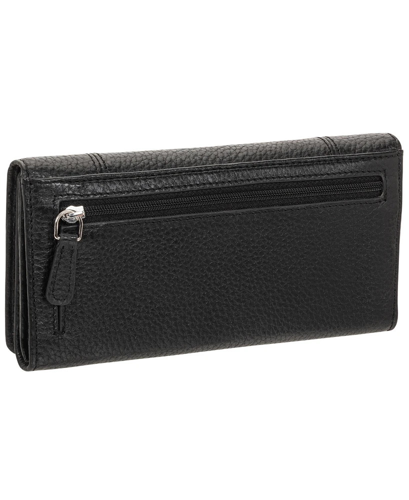 Mancini Women's Pebbled Collection Rfid Secure Trifold Wallet