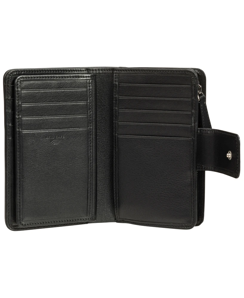 Mancini Women's Basket Weave Collection Rfid Secure Mini Clutch Wallet