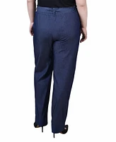 Ny Collection Plus Size Pull On Chambray Belted Pants