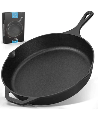 Pre-Seasoned Cast Iron Skillet 12 Inch - Heavy Duty Seasoned Iron Cast Skillet For Indoor & Outdoor Cooking