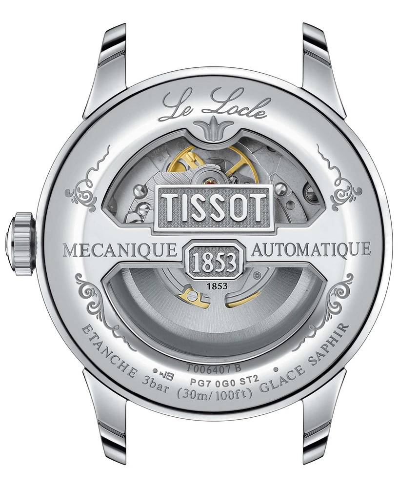 Tissot Men's Swiss Automatic Le Locle Powermatic 80 Open Heart Brown Leather Strap Watch 39mm