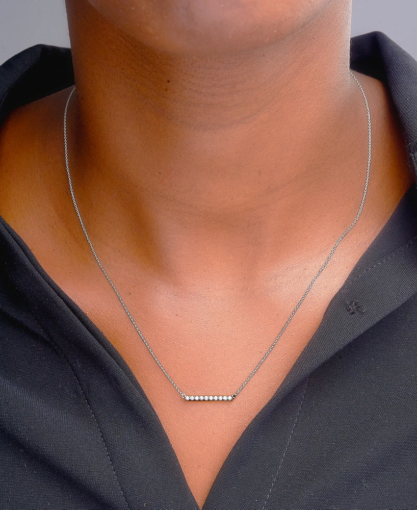 Wrapped Diamond Bar Pendant Necklace (1/6 ct. t.w.) 14K White Gold or Yellow Gold, 18" + 2" extender, Created for Macy's