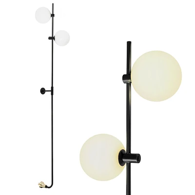Equinox Modern Wall Plug-In Led Sconce Lamp with Glass Globe Shades (62")