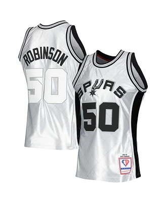 Men's Mitchell & Ness David Robinson Platinum San Antonio Spurs 1998-99 Hardwood Classics 75th Anniversary Swingman Jersey