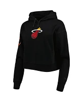 Women's Pro Standard Black Miami Heat Classic Fleece Cropped Pullover Hoodie