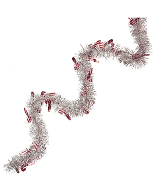 Northlight Unlit Christmas Candy Cane Wrapped Tinsel Garland