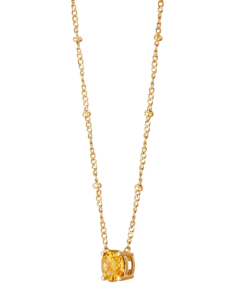 Citrine Solitaire 18" Pendant Necklace (1-1/4 ct. t.w.) in 14k Gold-Plated Sterling Silver (Also in Garnet)