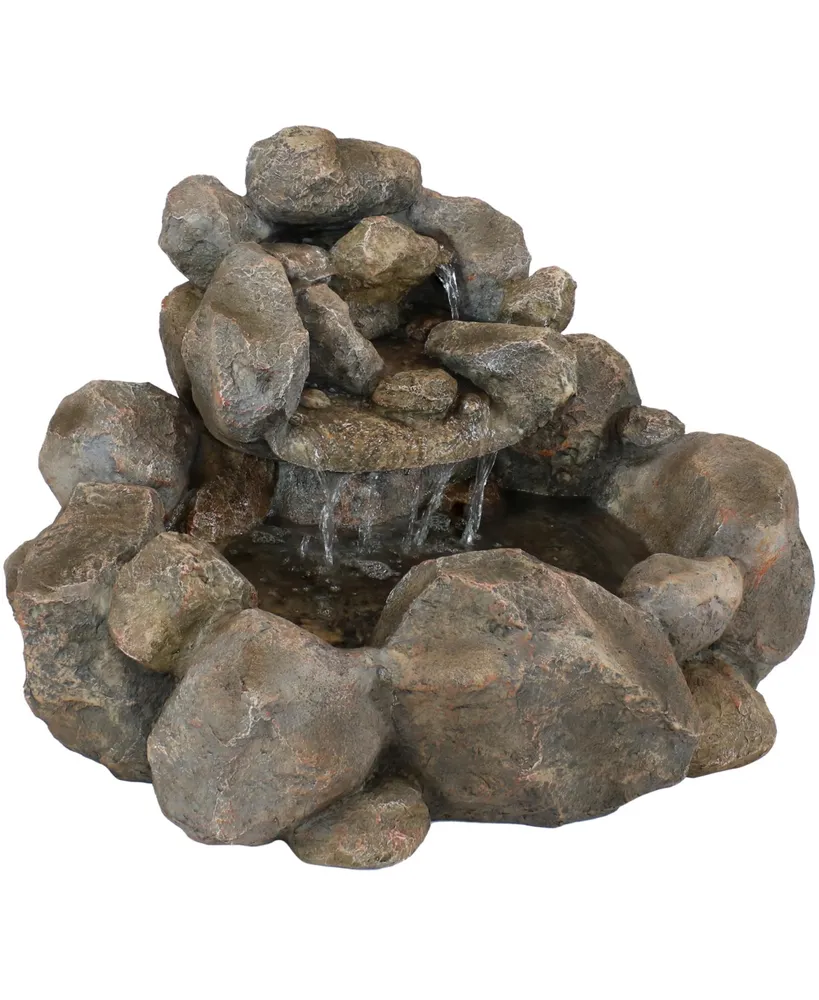 18"H Electric Resin Rocky Ravine Waterfall Outdoor Water Fountain