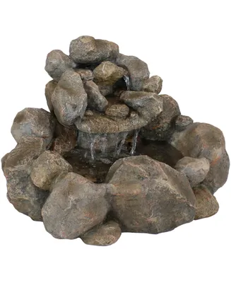 18"H Electric Resin Rocky Ravine Waterfall Outdoor Water Fountain