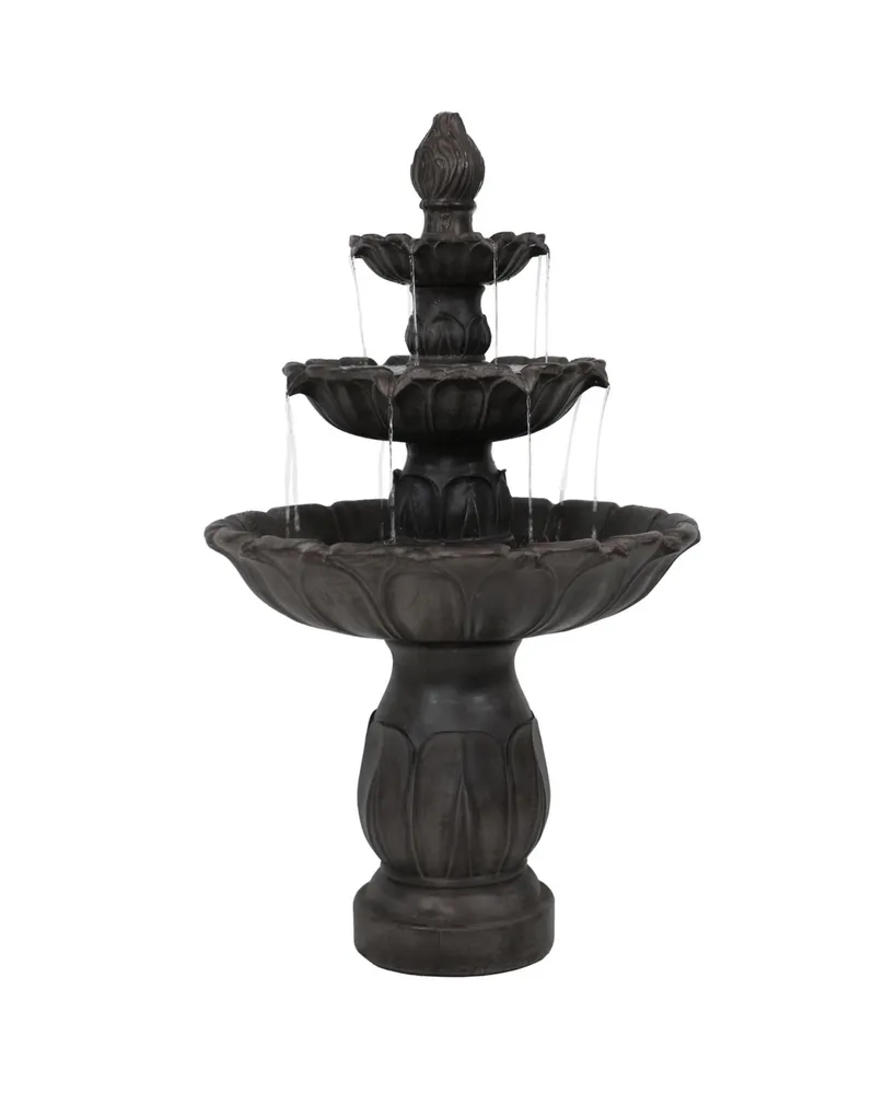 46"H Electric Polystone 3-Tier Classic Tulip Outdoor Water Fountain