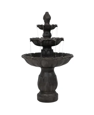 46"H Electric Polystone 3-Tier Classic Tulip Outdoor Water Fountain