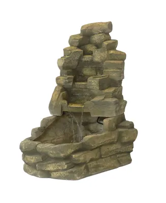 37"H Electric Fiberglass Stone Falls Waterfall Outdoor Water Fountain