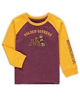 Toddler Boys and Girls Colosseum Heathered Maroon Minnesota Golden Gophers Long Sleeve Raglan T-shirt