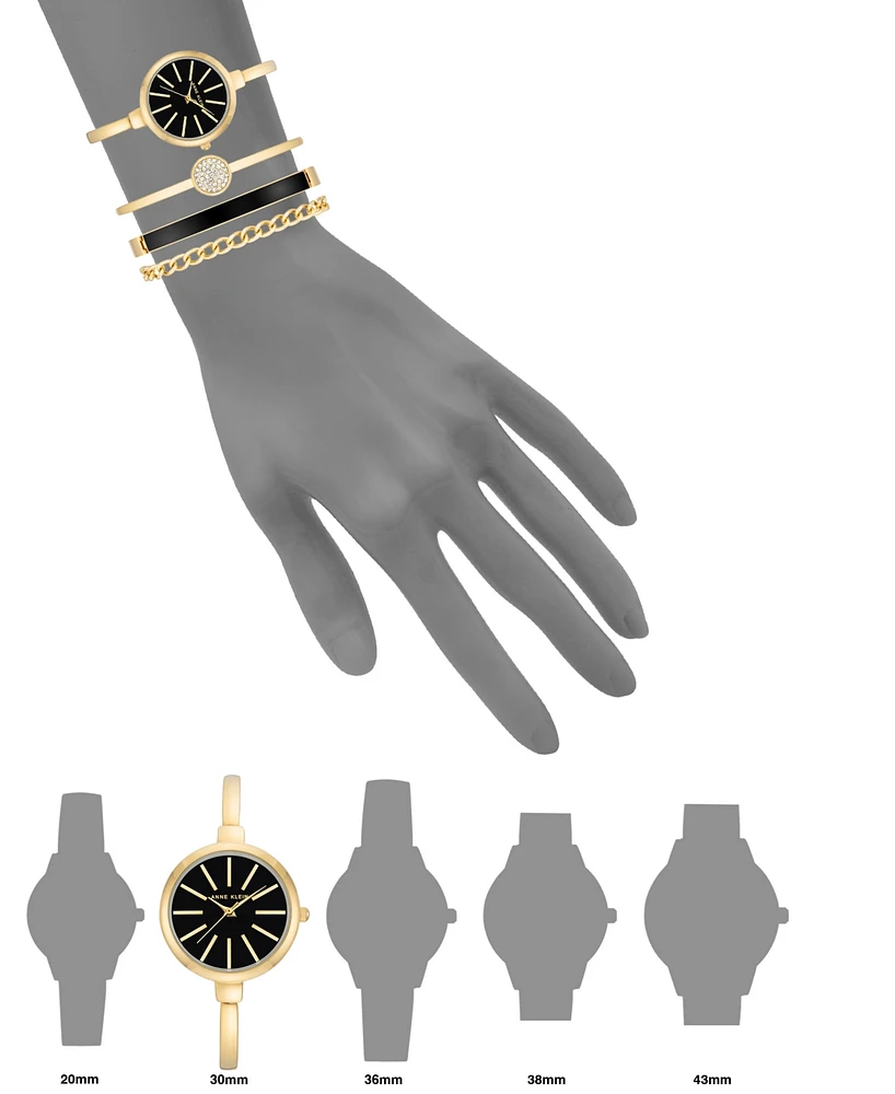 Anne Klein Women's Gold-Tone Alloy Bangle Watch 32mm and Bracelet Set