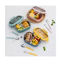 Lille Home 28OZ Compartment Bento Lunch Box With Lunch Bag And Cutlery Set