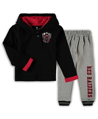 Toddler Boys Colosseum Black, Heathered Gray Texas Tech Red Raiders Poppies Hoodie and Sweatpants Set