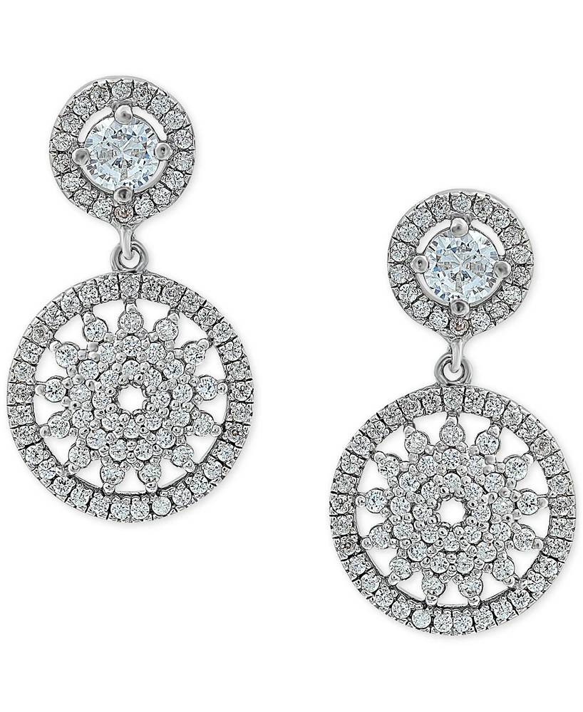 Giani Bernini Cubic Zirconia Flower Circle Drop Earrings in Sterling Silver, Created for Macy's