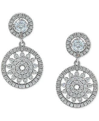 Giani Bernini Cubic Zirconia Flower Circle Drop Earrings in Sterling Silver, Created for Macy's