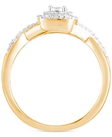 Diamond Swirled Shank Ring (1/5 ct. t.w.) 14k Gold-Plated Sterling Silver