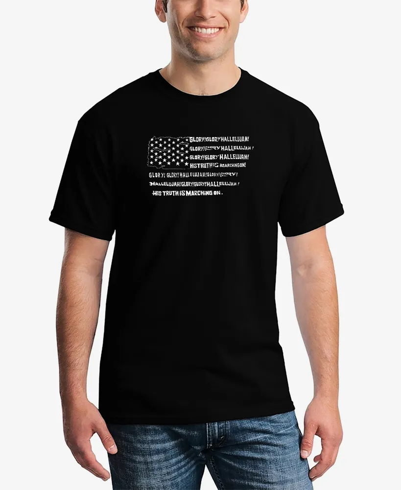 La Pop Art Men's Glory Hallelujah Flag Word Short Sleeve T-shirt