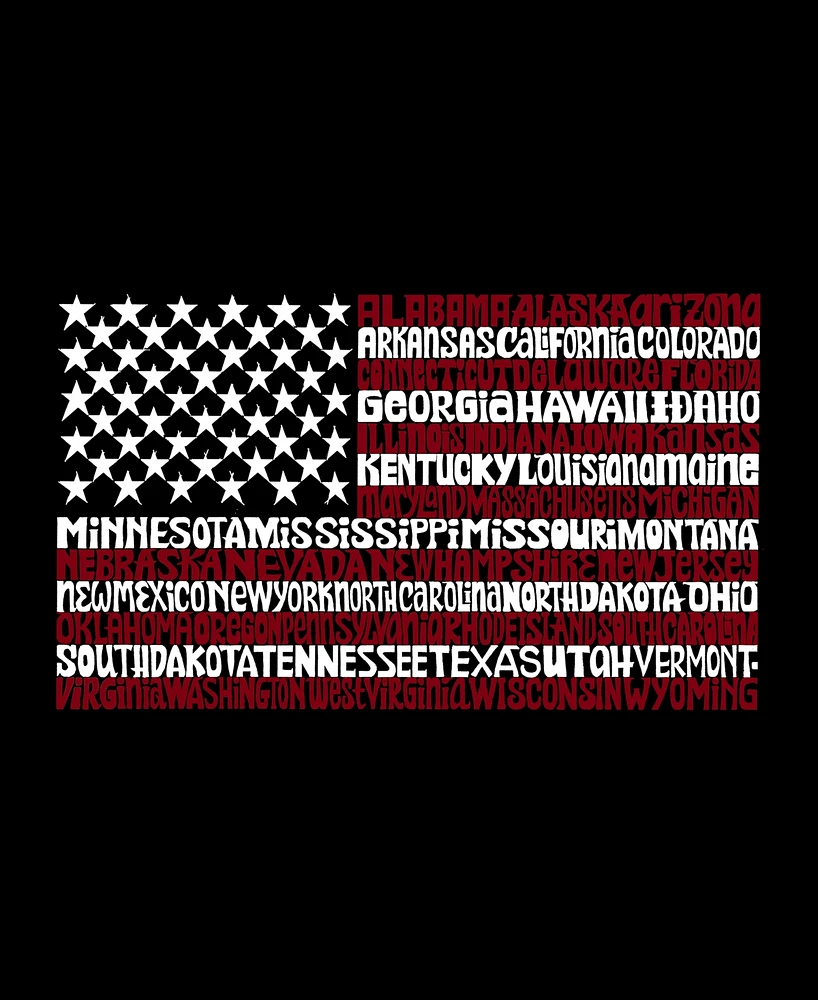 La Pop Art Men's 50 States Usa Flag Word Hooded Sweatshirt