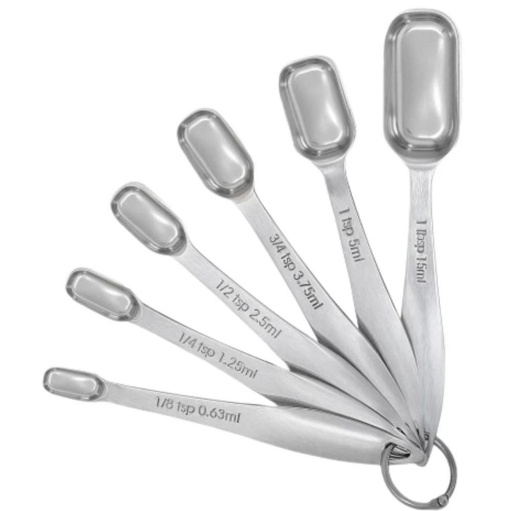 Zulay Kitchen Stainless Steel Measuring Spoons Set - Rectangular Metal Measuring Spoons with Slim Design for Narrow Spice Jars