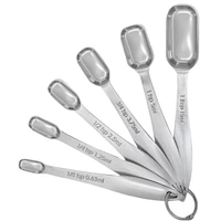 Zulay Kitchen Stainless Steel Measuring Spoons Set - Rectangular Metal Measuring Spoons with Slim Design for Narrow Spice Jars