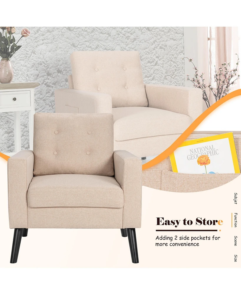 Costway Modern Accent Armchair Upholstered Single Sofa Chair