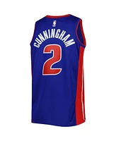 Men's and Women's Nike Cade Cunningham Blue Detroit Pistons Swingman Jersey - Icon Edition