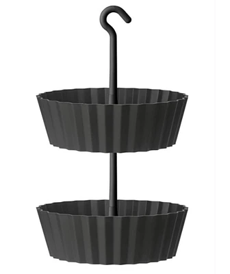 Tree Nest Sunny Hanging 2-Tiered Lace Planter Round Anthracite 10in
