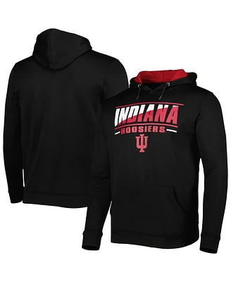 Men's Colosseum Black Indiana Hoosiers Slash Stack 2.0 Pullover Hoodie