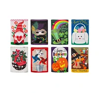 Evergreen Seasonal Suede Garden Flag Set of 8, Whimsical
