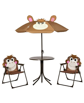 Outsunny Folding Kids Table and Chair Set for Garden, Backyard,