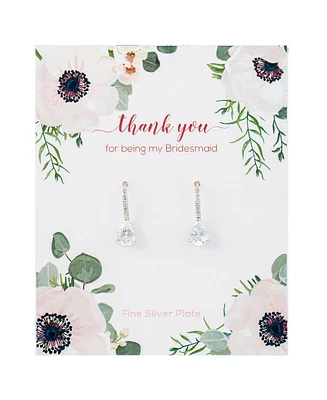 Macy's Cubic Zirconia Pear Shape Drop Earrings (1/10 ct. t.w.) in Fine Silver Plated Brass