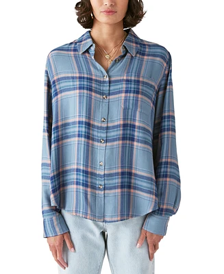 Lucky Brand Women's Plaid Button-Down Boyfriend Shirt